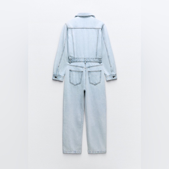 Zara jumpsuit romper onesie denim jeans light blue - Picture 8 of 10